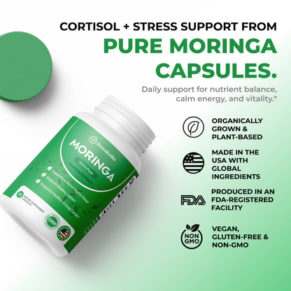 Moringa Capsules - Pure Moringa Powder, Energy, Skin, Immune & Gut Health Superfood, Rich in Antioxidants, Essential Vitamins & Amino Acids, Natural Green Superfood Supplement - 60 Count