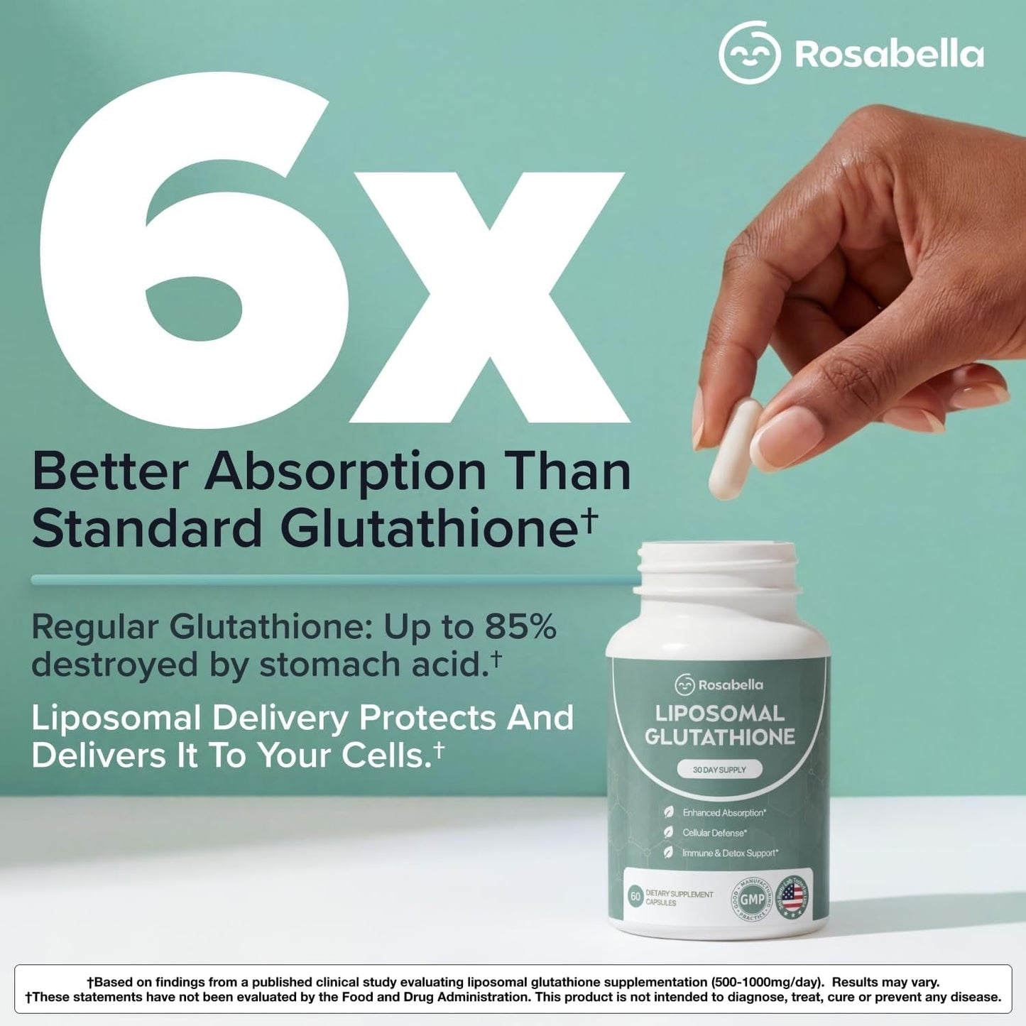 Liposomal Glutathione 500mg – High Absorption Glutathione Supplement, Antioxidant Support, Cellular Health & Detox Support, 60 Capsules, 30 Day Supply, Daily Antioxidant Capsules